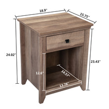 将图片加载到图库查看器，JIRTEMOT Wood Farmhouse Nightstand with 1 Drawer and 1 Open Shelf, Brown
