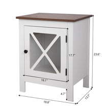 Cargar imagen en el visor de la galería, JIRTEMOT Set of 2 Wooden Nightstand with X-Design Glass Door, White
