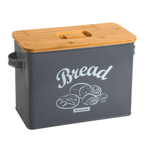 将图片加载到图库查看器，JIRTEMOT Farmhouse Metal Bread Box with Bamboo Lid for Kitchen Rustic in Gray
