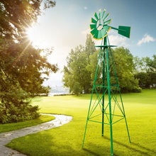 Cargar imagen en el visor de la galería, JIRTEMOT 8ft Garden Windmill Heavy Duty Metal Weather Vane for Backyard (Green)
