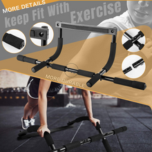 Cargar imagen en el visor de la galería, JIRTEMOT Portable Strength Training Pull up Bar Doorway Gym Bar with Wrist Band in Black
