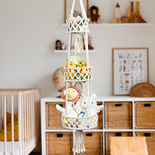 将图片加载到图库查看器，JIRTEMOT 3 Tier Cotton Macramé Hanging Fruit Basket for Kitchen Organizing in White
