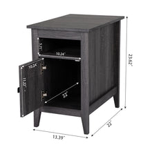 将图片加载到图库查看器，JIRTEMOT Wood Narrow Nightstand Set of 2, 3-Tier with Switchable Door, Finished in Gray
