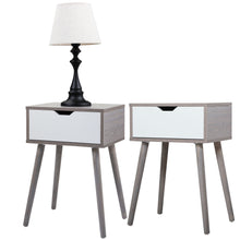 Cargar imagen en el visor de la galería, JIRTEMOT Set of 2 Modern Wood Nightstand Storage Cabinet for Bedroom, Living Room, with 1 Drawer, Light Gray
