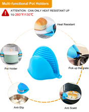 将图片加载到图库查看器，JIRTEMOT 6 PCS Set Silicone Oven Mitts and Pot Holders Sets Heat Resistant in Blue
