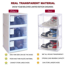 Cargar imagen en el visor de la galería, Clear Shoe Box, Set of 3 Stackable Plastic Sneaker Box Container
