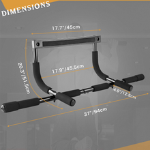 Cargar imagen en el visor de la galería, JIRTEMOT Portable Strength Training Pull up Bar Doorway Gym Bar with Wrist Band in Black
