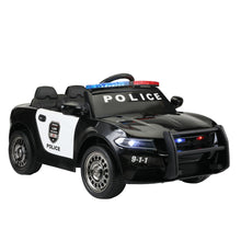 Cargar imagen en el visor de la galería, JIRTEMOT 12V Electric Ride on Police Car With Remote Control, MP3, Horn, USB, Car Keys, Black
