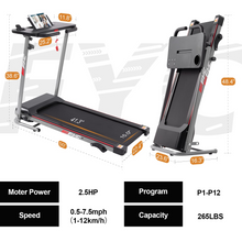 Cargar imagen en el visor de la galería, JIRTEMOT 2.5HP Treadmill, With Bluetooth Remote Control and LED Display Desk, W/3 Incline, Maximum Weight 265lbs
