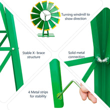 Cargar imagen en el visor de la galería, JIRTEMOT 8ft Garden Windmill Heavy Duty Metal Weather Vane for Backyard (Green)
