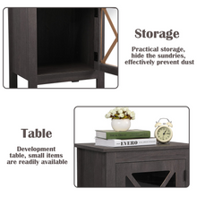 Cargar imagen en el visor de la galería, JIRTEMOT Set of 2 Wooden Nightstand with X-Design Glass Door, Dark Gray
