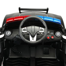 Cargar imagen en el visor de la galería, JIRTEMOT 12V Electric Ride on Police Car With Remote Control, MP3, Horn, USB, Car Keys, Black
